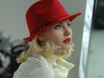 Blonde, face, girl, hat, woman HD wallpaper