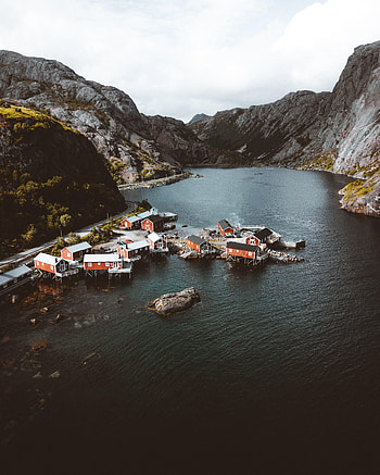 Nature, Ford, Building, View From Above, Norway, Lofoten, Fishing Village HD phone wallpaper