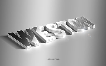Weston, silver 3d art, gray background, with names, Weston name, Weston greeting card, 3d art, with Weston name HD wallpaper