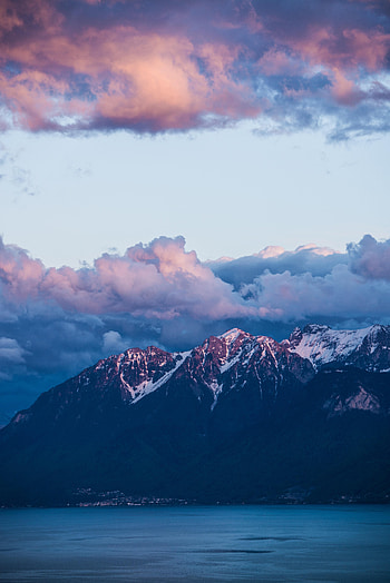 Landscape, Nature, Water, Mountains, Clouds, Shore, Bank HD phone wallpaper