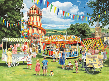 Funfair on the green, que setting, Lively atmosphere, Festive celebrations HD wallpaper