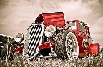 Red Rod, custom, hot rod, restored, red HD wallpaper