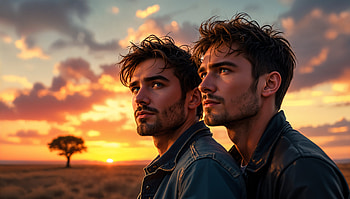 Brotherly Bond: A Stunning Ultra at Sunset, brother, twins, portrait HD wallpaper