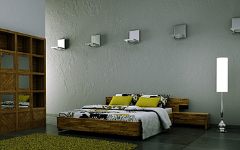 Twilight, Miscellanea, Miscellaneous, Lamp, Room, Bed, Cushions, Pillows, Shelves, Mat, Rug HD wallpaper