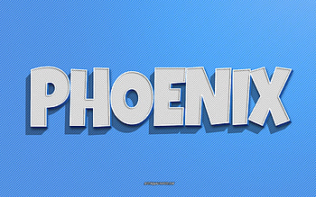 Phoenix, blue lines background, with names, Phoenix name, male names, Phoenix greeting card, line art, with Phoenix name HD wallpaper
