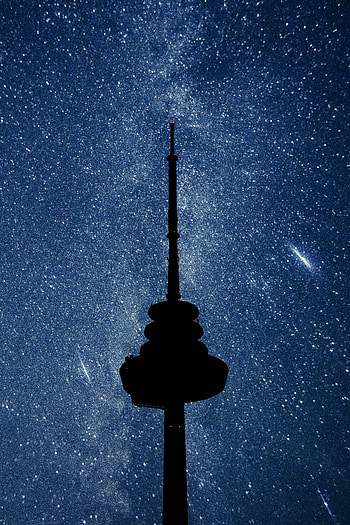 Stars, Night, Building, Dark, Starry Sky, Tower HD phone wallpaper