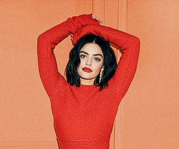 Beautiful, red dress, Lucy Hale HD wallpaper