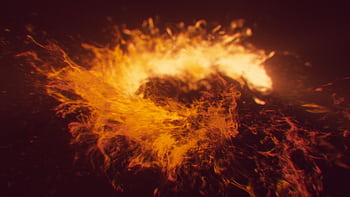 Vibrant abstract art of a fiery explosion in glowing orange and red hues. HD wallpaper