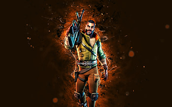 Carlos, , brown neon lights, Fortnite Battle Royale, Fortnite characters, Carlos Skin, Fortnite, Carlos Fortnite HD wallpaper