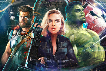Hulk, thor, black widow, Avengers: Infinity war, superhero, art HD wallpaper