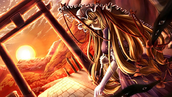 Golden Witch and Sunshine, Yakumo Yukari, Beauty, Wall, Touhou, Golden Witch, BG, SunShine, Knives, Game, Classic, New, Assassin, Izayoi Sakuya HD wallpaper