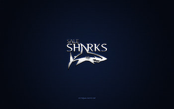 Sale Sharks, English rugby club, ECHL, gray logo, blue carbon fiber background, Super League, rugby, Greater Manchester, England, Sale Sharks logo HD wallpaper