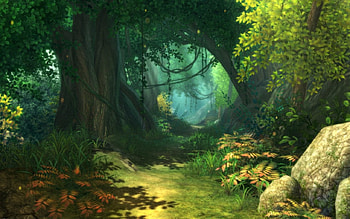 Enchanted forest, trees, nature, forest, green HD wallpaper