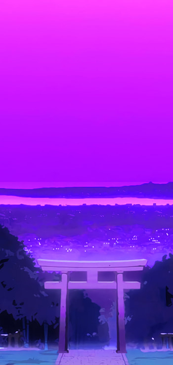 Night Torii, night, purple, torii, Anime, purple anime, anime night HD phone wallpaper