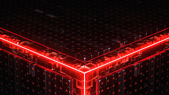Abstract, cube shape, red-edges of dark cube HD wallpaper
