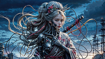 Cyborg Scifi , cyborg, scifi, warrior, sword, artist, artwork, digital-art HD wallpaper