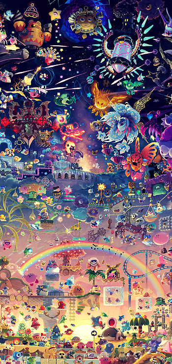 Kirby’s Cosmic Adventure: Vibrant Video Game , video game, Kirby HD phone wallpaper