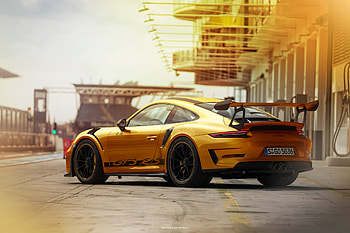 Porsche 911GT3RS Gold Rear, porsche-911-gt3-r, porsche-911, porsche, cars, 2018-cars, behance HD wallpaper