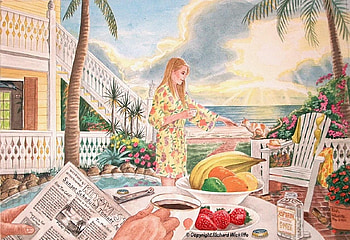 Tropical breakfast, garden, villa, breakfast, beach HD wallpaper