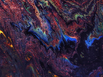 Dynamic abstract acrylic painting with vivid multi-colored swirls and textures. HD wallpaper