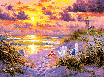 Sunset beach, sea, art, abraham hunter, beach, summer, painting, pictura, water, sunset, vara HD wallpaper