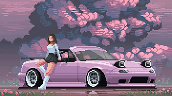 My Rx Ride, mazda-rx7, mazda, cars, 8-bit, artist, artwork, digital-art, artstation HD wallpaper