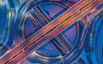 aerial view, road junction, empty roads, roundabout, R, roads from above, roads HD wallpaper