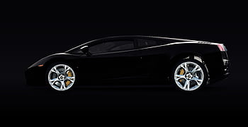 Side view of a luxury sports car on a plain black background. HD wallpaper