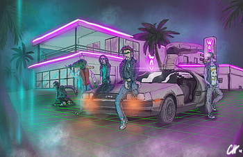 Synthwave Punkers, synthwave, artist, artwork, digital-art, artstation HD wallpaper