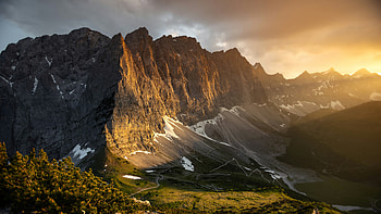 Beautiful Valley Eng Alm Austria, valley, mountains, mountain, nature, tree, sunset HD wallpaper
