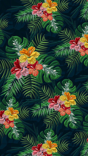 Jungle leaves, flowers, green, petal HD phone wallpaper