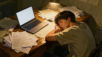 Burnout Reverie — Ultra, sleeping, laptop, desk HD wallpaper