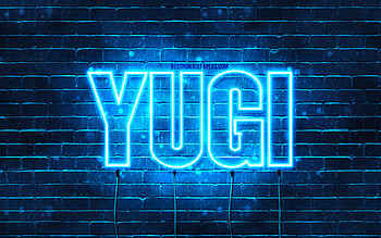 Happy Birtay Yugi, , blue neon lights, Yugi name, creative, Yugi Happy Birtay, Yugi Birtay, popular japanese male names, with Yugi name, Yugi HD wallpaper