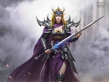 Fantasy girl, sword, fantasy, dqhunter, girl, dq hunter, queen, warrior HD wallpaper