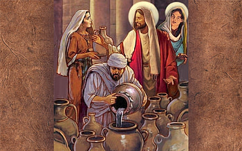 The First Miracle of Jesus, Jesus, Mary, wedding, Kana, water, wine HD wallpaper