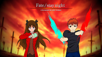 Stay Night Unlimited Blade Works Shirou Emiya Rin Tohsaka HD wallpaper