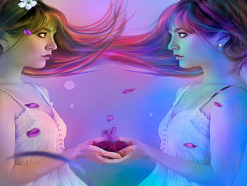 ✫Spring Petals Rain✫, model, beautiful girls, rose petals, ribbons, weird things people wear, digital art, people, backgrounds, creative pre-made, pretty, manipulation, softness beauty, girls, models, hair, lovely HD wallpaper