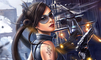 Female Agent, spy, awesome, town, person, outstanding, mission, wonderful, agent, nice, abstract, helicopter, fantastic, heli, glasses, cg art, amazing, female, stunning, pistol, art, city, girl, beautiful, woman, pretty, weapon, rockets, skyphoenixx1, future HD wallpaper