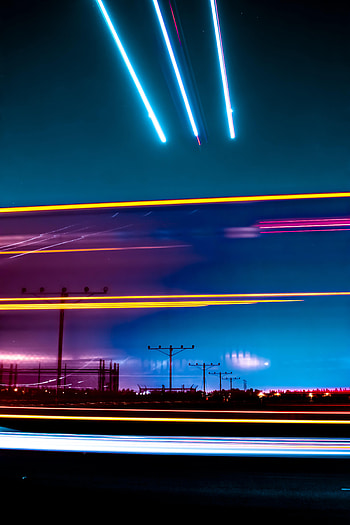 Night, Dark, Road, Long Exposure, Neon HD phone wallpaper