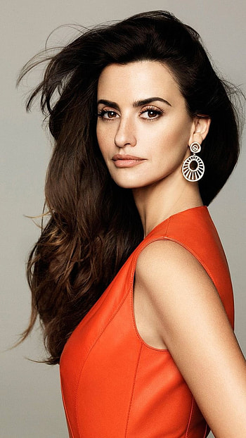 Penelope Cruz, Orange Dress HD phone wallpaper