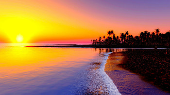 Tropical beach, Sunsets HD wallpaper
