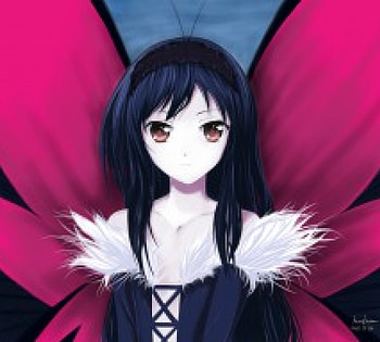 Kuroyukihime, wings, accel world, anime, butterfly, girl, long hair HD wallpaper