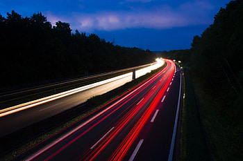 Nature, Night, Shine, Light, Road, Turn HD wallpaper