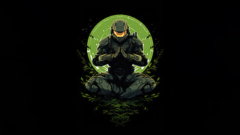 Halo The Master Chief, halo, games, dark, black, oled, artist, artwork, digital-art HD wallpaper