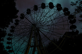 Sky, Night, Dark, Ferris Wheel, Attraction HD wallpaper