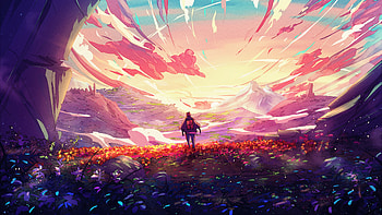 Valley, man explorer, art HD wallpaper