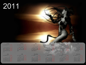 Calendar 2011, black, 3d, calendar, woman HD wallpaper
