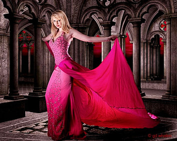 PINK DRESS, pink, model, dress, woman HD wallpaper