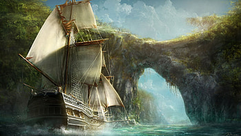 Ship, Fantasy HD wallpaper