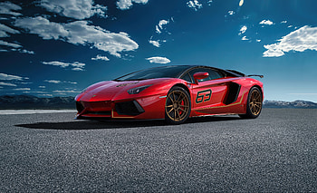 Lamborghini Aventador, 2020, red car, off-road HD wallpaper
